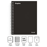 Staples Premium 1-Subject Notebook, 3.5 x 5.5, College Ruled, 200 Sheets, Black (TR58288)