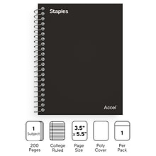 TRU RED™ Premium Mini 1-Subject Notebook, 3.5 x 5.5, College Ruled, 200 Sheets, Black (TR58288)