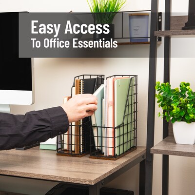 Mind Reader 1-Compartment Wood/Metal File Organizer, Black, 2/Pack (JMWIRE-BLK)