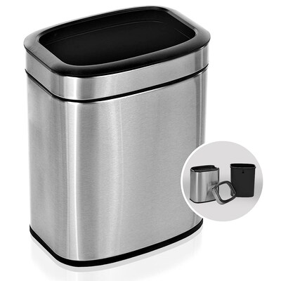 Alpine Industries Stainless Steel Indoor Trash Can with Liner, 2.6 Gallon, Silver (470-10L)