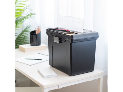 Iris Plastic File Box with Snap Lid, Letter Size, Black (110977)