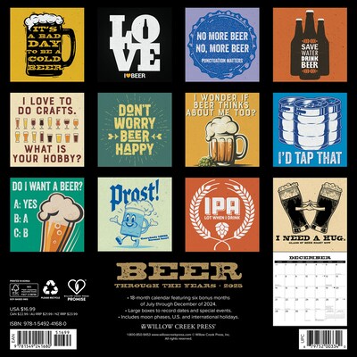 2025 Willow Creek Beer - Through the Years 12 x 12 Monthly Wall Calendar (41680)