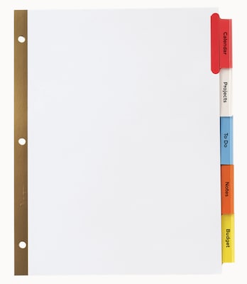 Avery Big Tab Insertable Paper Dividers, 5 Tabs, White (11121)