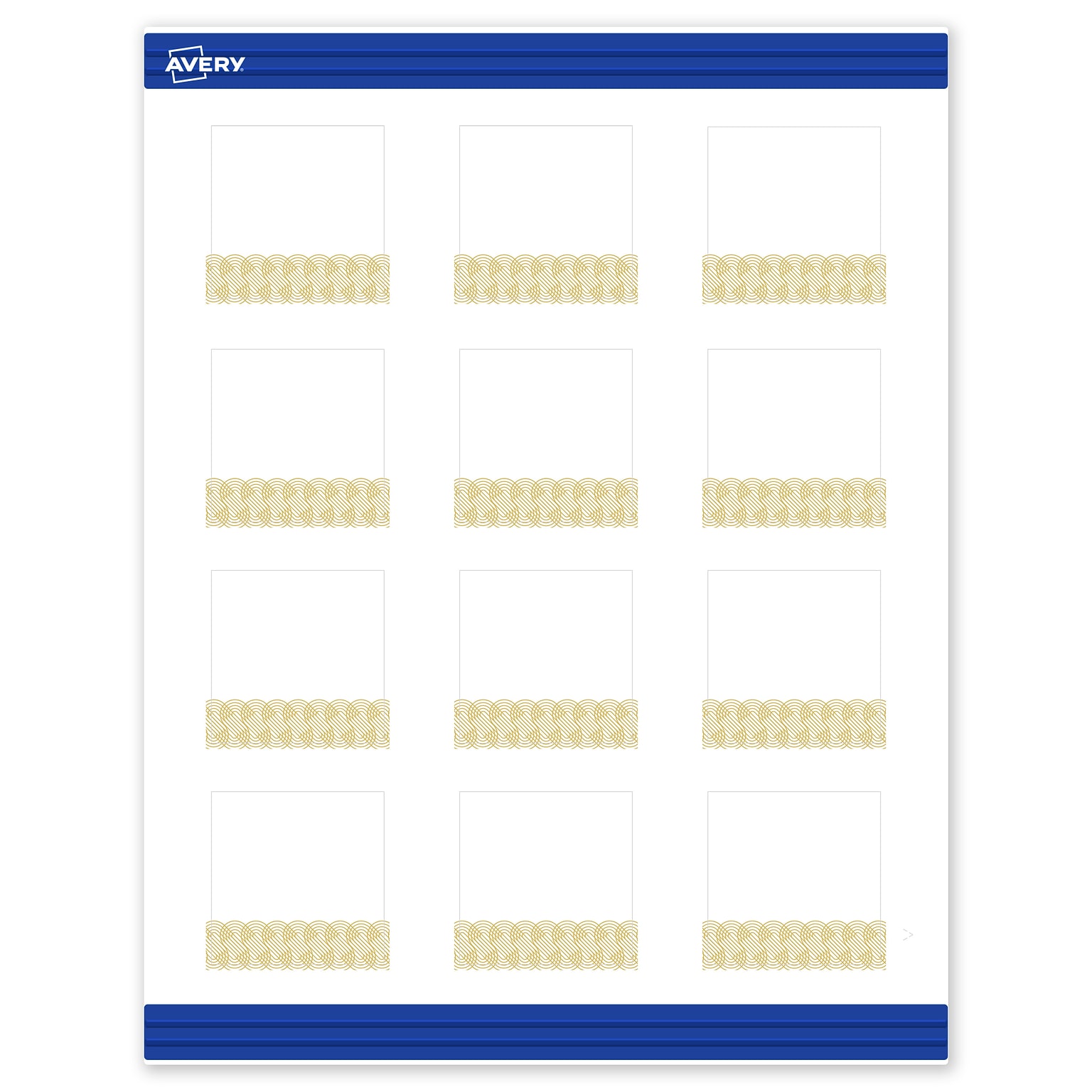 Avery Gold Lace Trim Pattern Matte Blank Card, White, 120/Pack (S00-EWZ)