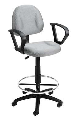 Boss Deluxe Posture Fabric Drafting Stool with Swivel Base, Gray (B1617-GY)