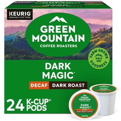 Green Mountain Dark Magic Decaf Coffee Keurig K-Cup Pods, Dark Roast, 24/Box (5000378924)