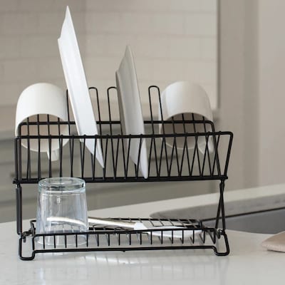 Better Houseware Jr. Coated Steel Dish Rack, Black (BTH1483E)