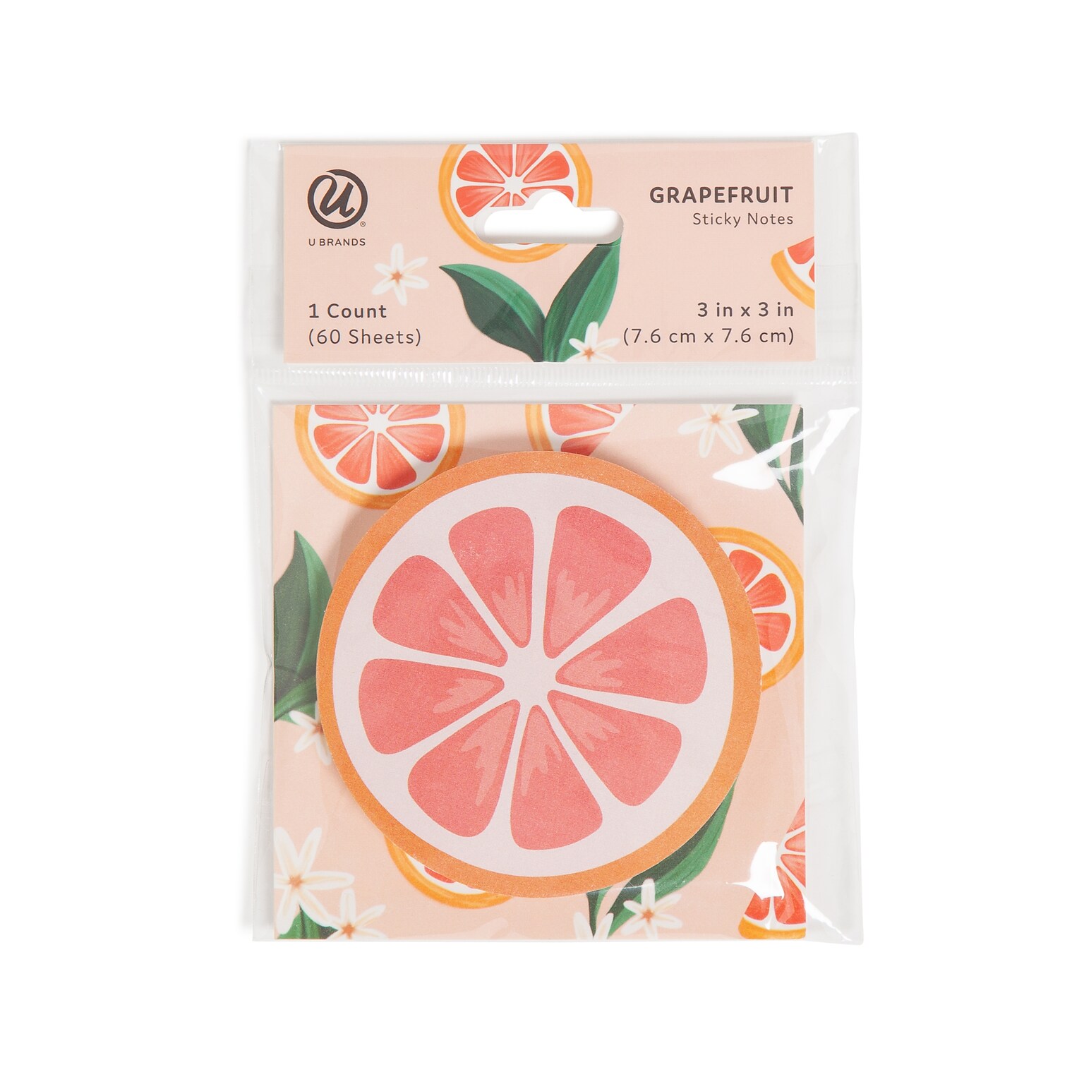 U Brands Super Sticky Notes, 3 x 3, Painted Fruit, 60 Sheets/Pad (7039U12-48)