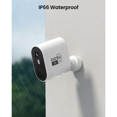 aosu 2K QHD 3.0-MP Outdoor Wireless 2-Camera System with HomeBase Recorder, 4-Channel, White (C6P2AH11)