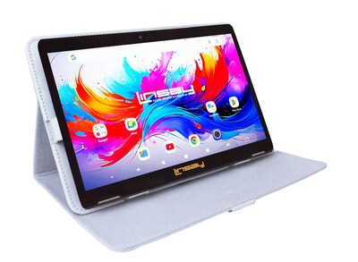 Linsay F10 Series 10.1 Tablet, Wi-Fi, Octa Core, 256GB eMMC, Android 15, with White Leather Case (F10IPGBCWHITEPLUS)