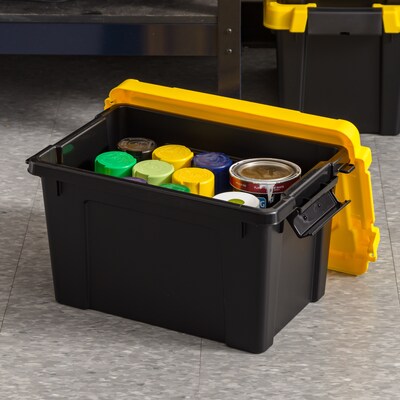 Iris Stor-It-All 21.9 Quart Storage Container with Latching Lids, Plastic, Black, 4/Pack (540014)