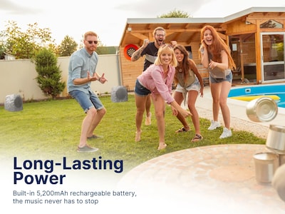 Emerson Bluetooth Outdoor Rock Speaker with Solar Charging, Waterproof, Gray (ERS-1001)