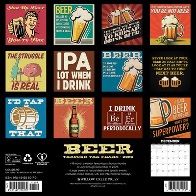 2026 Willow Creek Beer—Through the Years 12 x 12 Monthly Wall Calendar (50170)