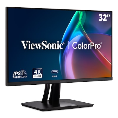 ViewSonic 32" 4K UHD 60Hz LCD Monitor with 100W USB-C, 100% sRGB, Advanced Ergonomics, Black (VP3256A-4K)