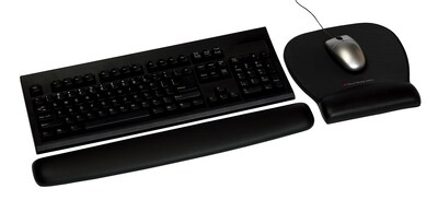 3M™ Foam Wrist Rest for Keyboards, Black, Durable Fabric Cover, Anti-microbial Product Protection (WR209MB)