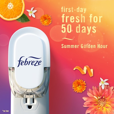 Febreze Plug In Oil Warmer Refill, Summer Golden Hour Scent, 0.87 oz., 2/Pack (15577)