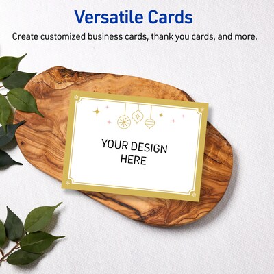 Avery Gold-Metallic Ornaments General Use Blank Cards, White, 20/Pack (S00-FH5)