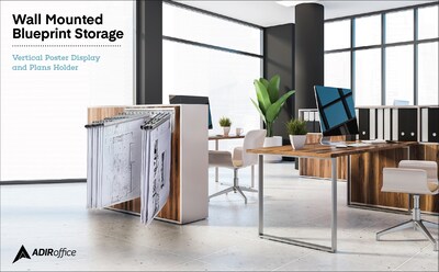 AdirOffice Steel Blueprint Hanging Wall File Rack, White (617-WHI)