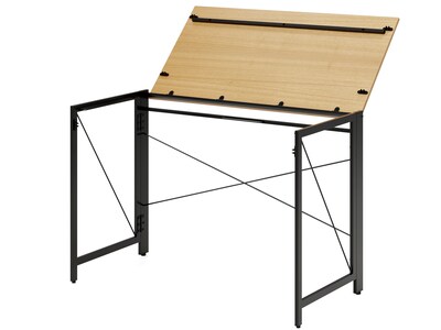 Space Solutions 43"W Folding Home Office Desk, Black/Teak (24969)