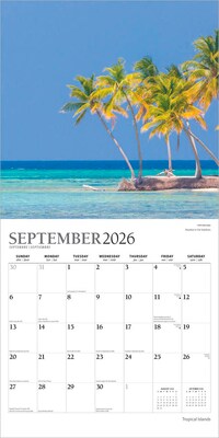 2026 Plato Tropical Islands 12" x 12" Monthly Wall Calendar (9798330706778)
