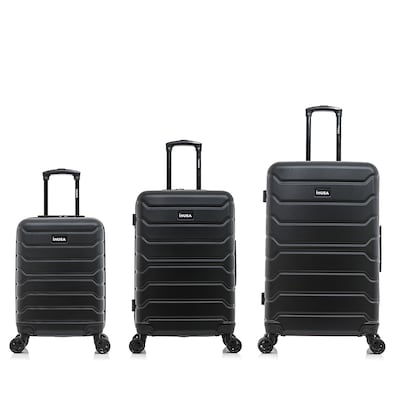 InUSA Trend Plastic 3-Piece Luggage Set, Black (IUTRESML-BLK)