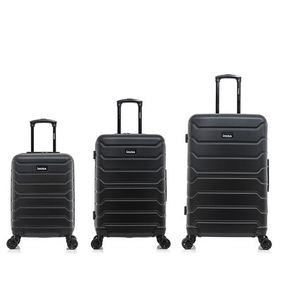 InUSA Trend Plastic 3-Piece Luggage Set, Black (IUTRESML-BLK)