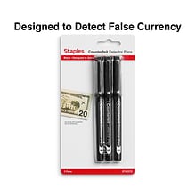 Staples Counterfeit Pens, Black, 3/Pack (ST43372/43372)