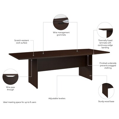 Bush Business Furniture 96W x 42D Boat Shaped Conference Table with Wood Base, Mocha Cherry (99TB9642MRK)