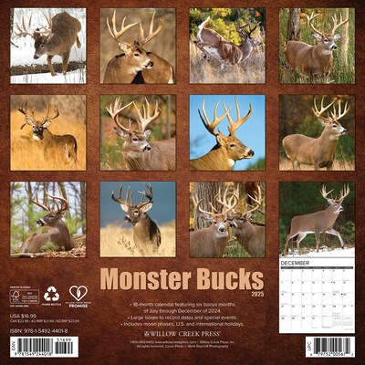 2025 Willow Creek Monster Bucks 12 x 12 Monthly Wall Calendar (44018)