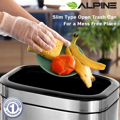 Alpine Industries Stainless Steel Trash Can with Liner, 10.6 Gallon, 2/Pack (ALP470-20L-2PK)