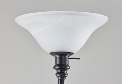 Adesso Claret Torchiere 72"H Black Floor Lamp with White Alabaster Glass Shade (3285-01)
