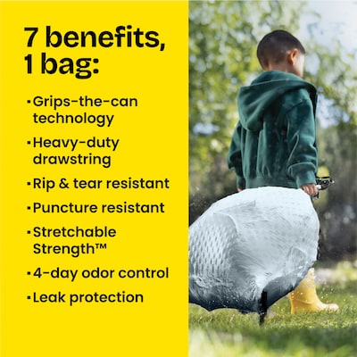 Glad ForceFlex Tall 13 Gallon Drawstring Kitchen Trash Bag, Gain Lavender with Febreze Freshness, White, 110 Total Bags (79157)