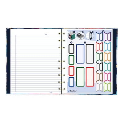 Blueline NotePro Fashion Hard Cover Index Notebook, 7.25" x 9.25", College Ruled, 96 Sheets, Midnight Floral (A9C.02)