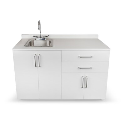 Viva Comfort 36.32 Exam Room Storage Cabinet With Left Sink, 2-Shelves, 2-Drawers, Gray (ADI902-B-48-L-GRY)