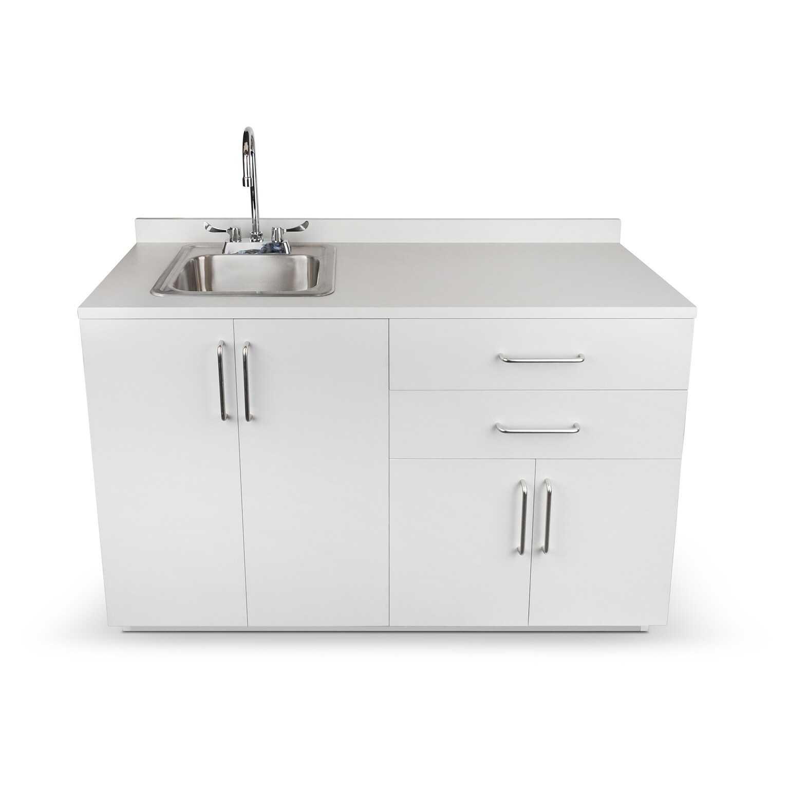 Viva Comfort 36.32 Exam Room Storage Cabinet With Left Sink, 2-Shelves, 2-Drawers, Gray (ADI902-B-48-L-GRY)