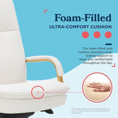 La-Z-Boy Opus Ergonomic Bonded Leather Swivel Executive Chair, White and Gold (CCHR10015A)