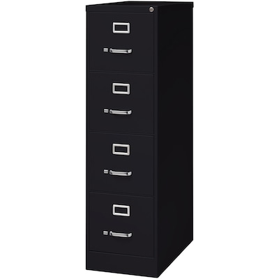 Lorell Fortress Series 4-Drawer Vertical File Cabinet, 15"W x 26.5"D x 52"H, Black (LLR60191)