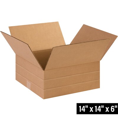 14 x 6 x 14 Multi-Depth Shipping Boxes, Brown, 25/Bundle (MD14146)