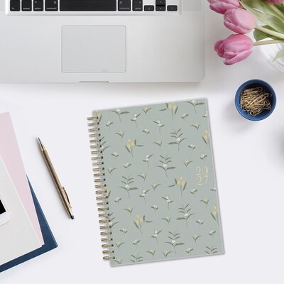 2027 Blue Sky Bespoke Letterpress Lake Flowers 5.875" x 8.625" Calendar Year Weekly & Monthly Standard Planner, Plastic Cover