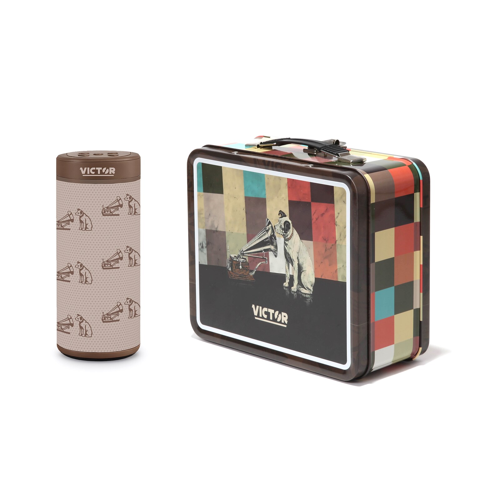 Victor Bluetooth Speaker Bonus Pack with Exclusive Retro Metal Lunch Box, Wireless Portable Speaker