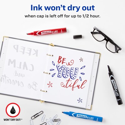 Avery Marks A Lot Permanent Regular Desk-Style Marker, Chisel Tip, Assorted, 4/Pack (7905)