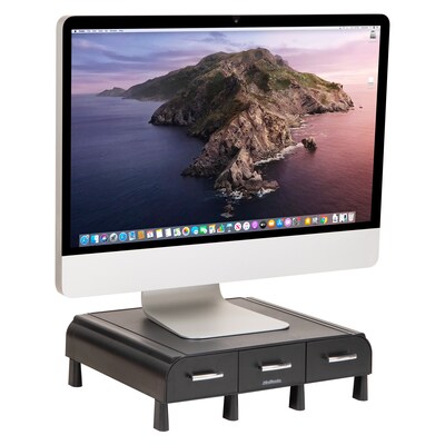 Mind Reader Monitor Stand and Desktop Organizer with 3 Storage Drawers, Black  (MONSTA3D-BLK)
