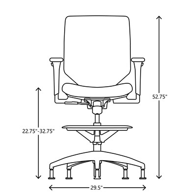 HON Solve Mesh/Vinyl Task Stool with Backrest and Footrest with Lumbar Support, Black (HSLVSMM.Y0.A.G.IM.UR10.BL.SB.T)