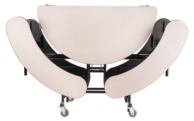 NPS MTR Series 60" Round Mobile Cafeteria Table With Benches, Grey Nebula (MTR60B-MDPEPCGYGY)
