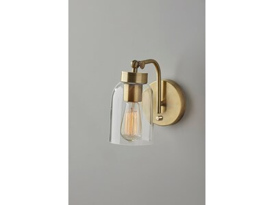 Adesso Bristol 1-Light Incandescent Bulb Armed Sconce, Antique Brass (4286-21)