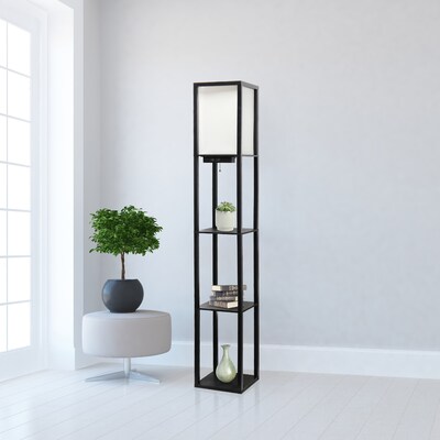 Creekwood Home Classix 62.5" Floor Lamp with Rectangular Shade, Black (CWF-3009-BK)