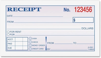 Adams 2-Part Carbonless Receipts Book, 2.75 x 4.88, 50 Forms/Book (DC2501)