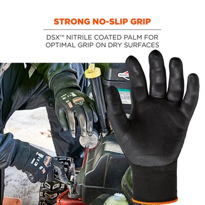 Ergodyne ProFlex 7001 Nitrile Coated Gloves, ANSI Level 3 Abrasion Resistance, Black, XL, 144 Pairs (17855)