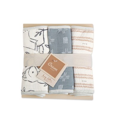 Baby Crane Ezra Muslin Burp Cloth, 3 Pieces (BC-110BCS)