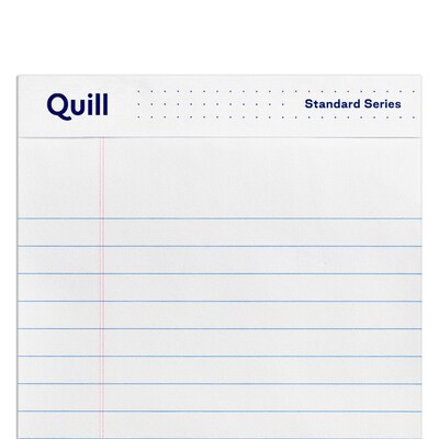 Quill Brand® Standard Series Legal Pad, 5" x 8", Wide Ruled, White, 50 Sheets/Pad, 12 Pads/Pack (742326)